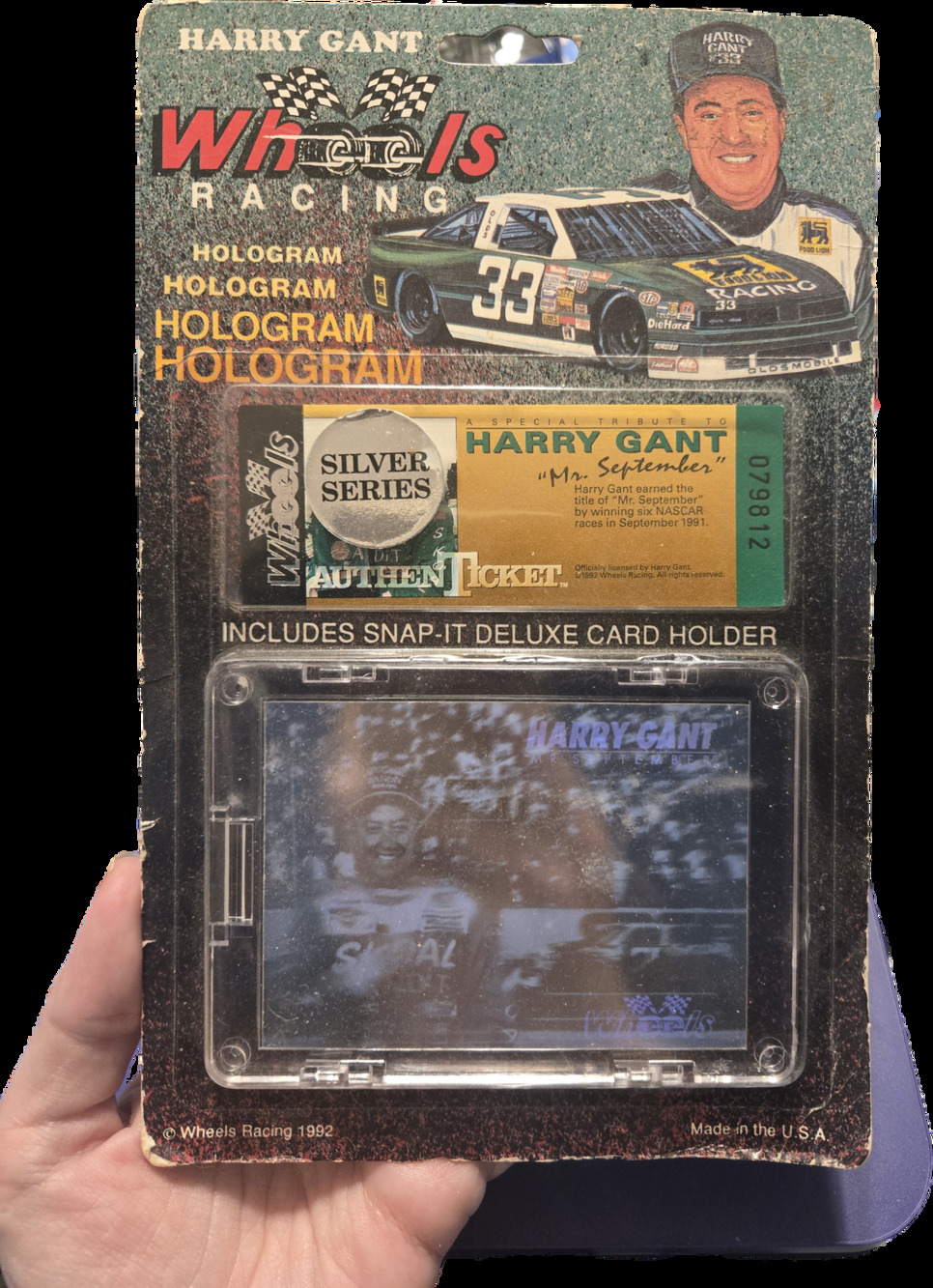 Harry Gant Mr September 1992 Wheels Racing Silver Hologram Card AuthenTicket